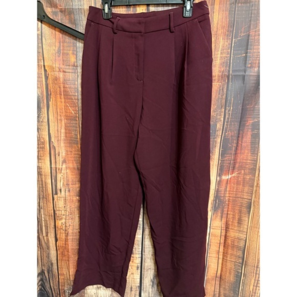 Women's Tailored High-Waist Trousers - Burgundy